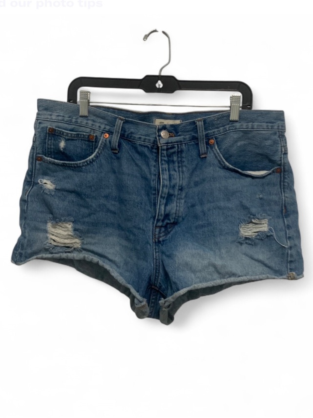 Madewell Button Fly Relaxed Distressed Denim Shorts